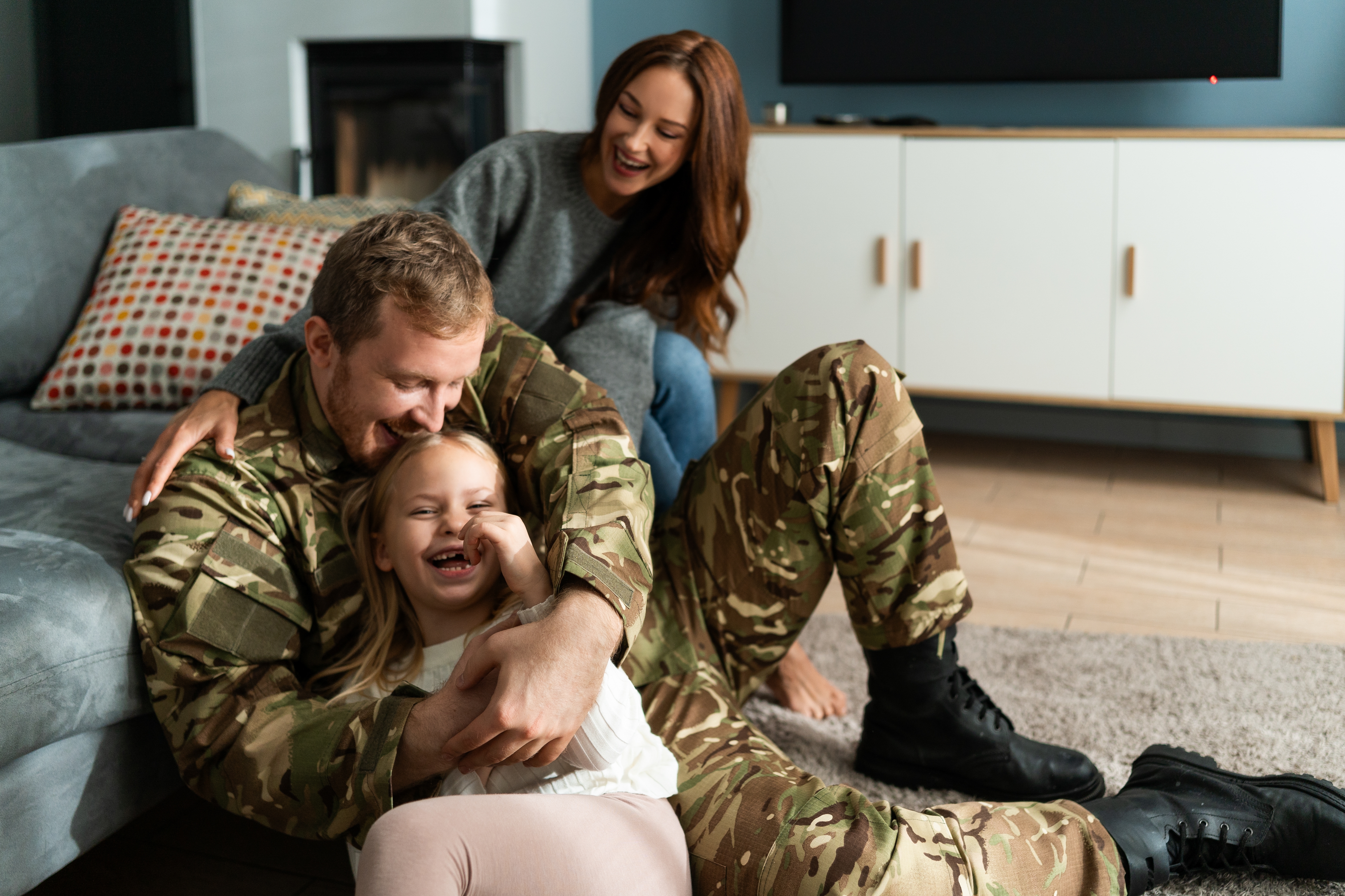 image of family with serviceman